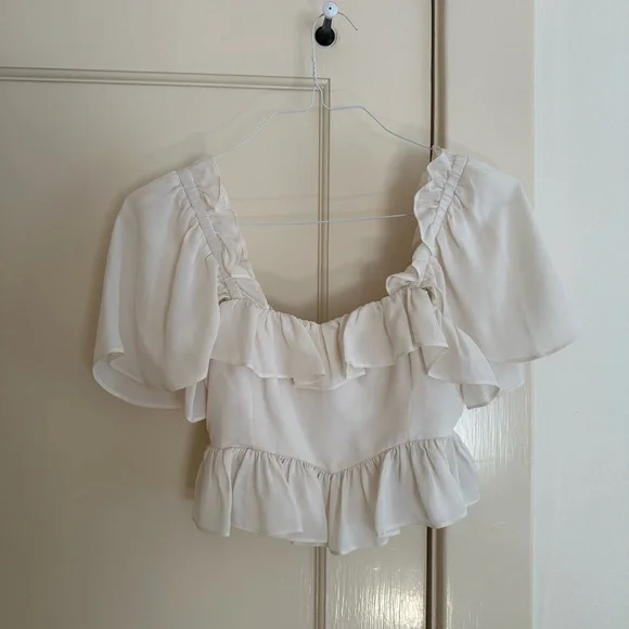 Stone cold fox white ruffle blouse